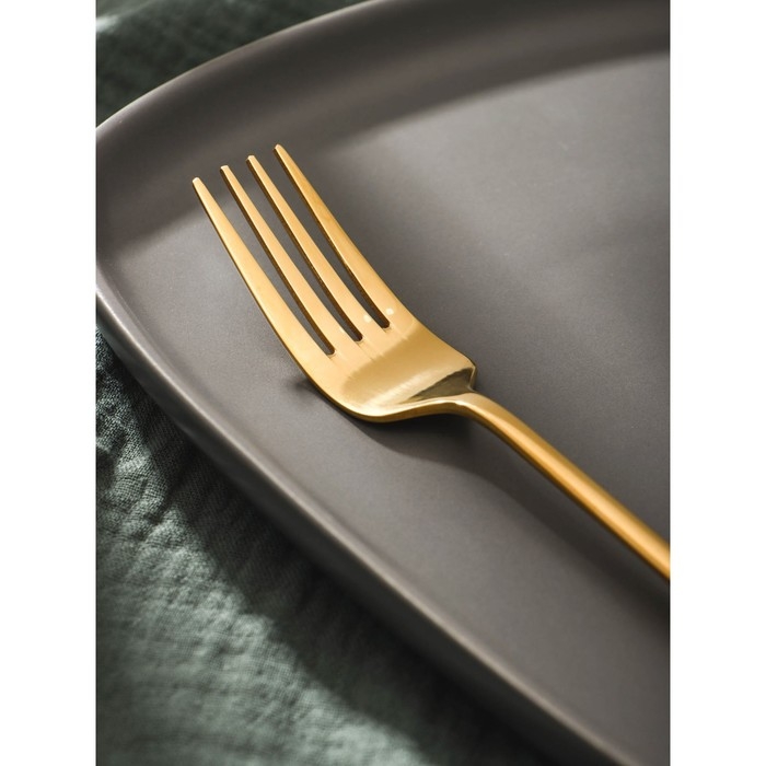 Вилка столовая из нержавеющей стали Magistro Elegance, 21&times;2,5 см, на подвесе, толщина 2 мм, цвет золотой