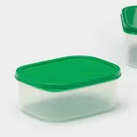 Набор контейнеров пищевых прямоугольных Доляна, 3 шт: 150 мл, 500 мл, 1,2 л, цвет зелёный