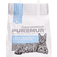 Наполнитель минеральный комкующийся PureMur Super premium 5 кг,бумажный пакет