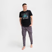 Пижама мужская KAFTAN "Не хватает" р.48, черный/серый Пижама мужская KAFTAN "Не хватает" р.48, черный/серый