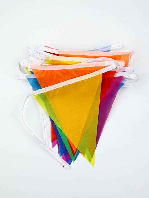 Гирлянда на ленте текстильная "Цветные флажки", дл. 10 м