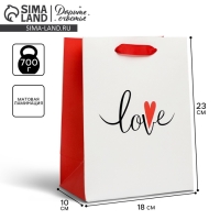 Пакет подарочный ламинированный вертикальный, упаковка, &laquo;Love&raquo;, MS 18 х 23 х 10 см