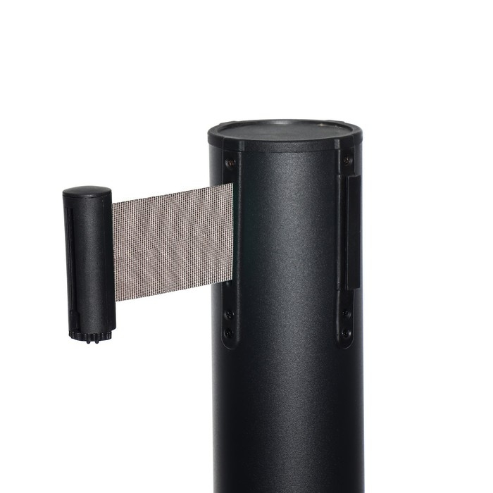 Стойка ограждения черная, с вытяжной лентой-180см серая, высота-90см, d- 6см, напольный d-32см