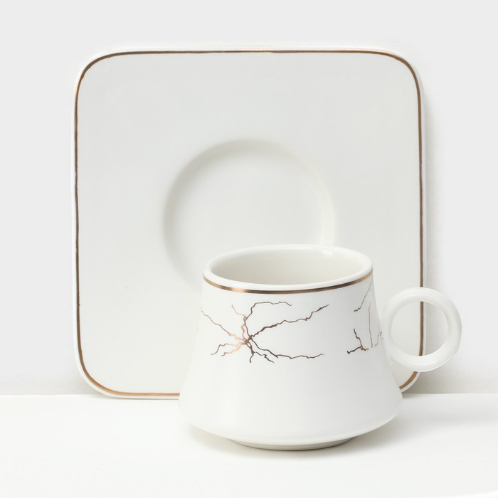 Набор керамический кофейный &laquo;Мейси&raquo;, 12 предметов: 6 чашек 100 мл, 6 блюдец d=11 см, цвет белый