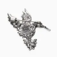 Брошь "Калибри", цветная в чернёном серебре