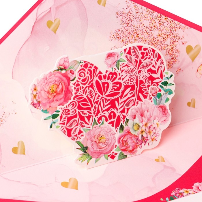 Конверт для денег "В День Свадьбы!" вырубка, деталь внутри, сердечки, 9,3х19 см