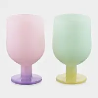 Бокалы для вина Pint, 345 мл, 7.2&times;12.8 см, набор 2 шт., стекло, розовые, зелёные