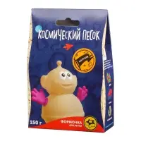 Игрушки в наборе ТМ "Космический песок" жёлтый + формочка 150 г. Пакет.