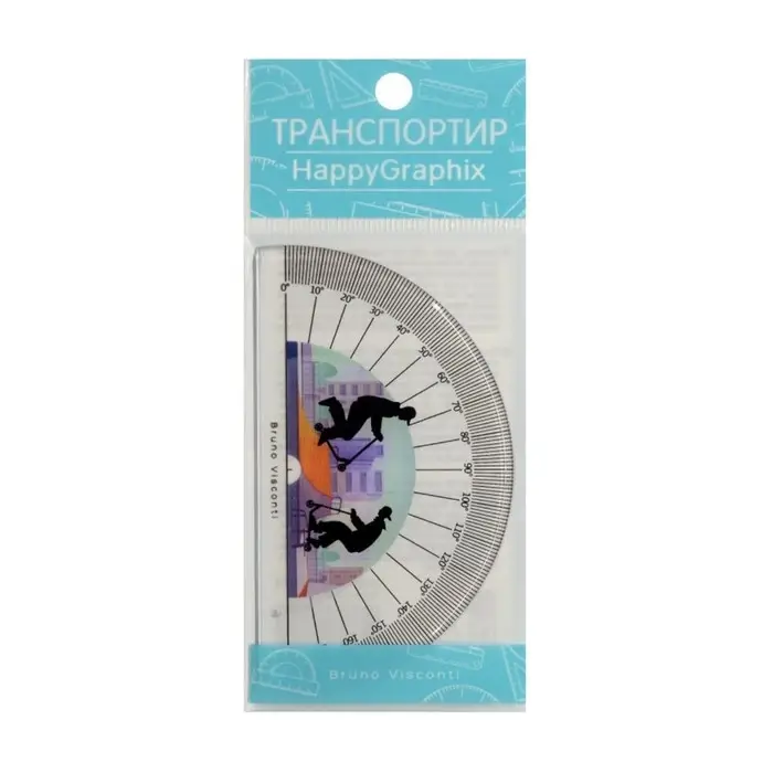 Транспортир 180&deg; HappyGraphix "Самокаты", пластиковый