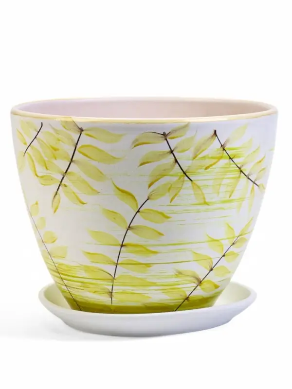 Горшок цветочный поддоном  8 л,  керамика, Тропики (М)