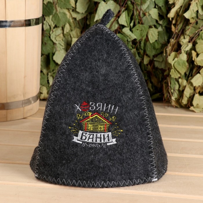 Набор банный: шапка и коврик  "Хозяин бани" в пакете