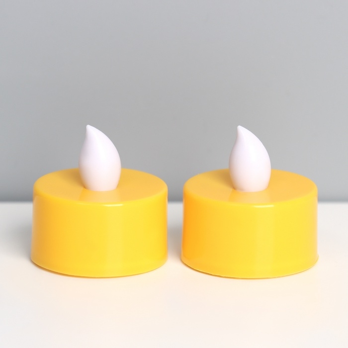 Светодиодные свечи, ночники LED RISALUX &laquo;Добра и света!&raquo; набор 2 шт., жёлтые, RGB, 3.5&times;3.5&times;4 см