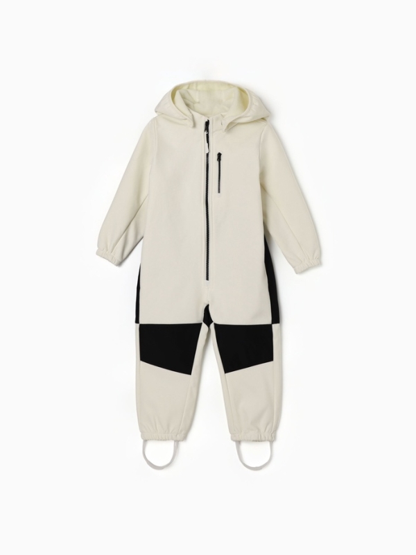 Комбинезон демисезонный для девочек MINAKU из Softshell на флисе, непромокаемый, светло-серый, рост 92 см