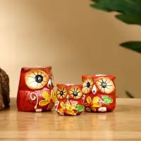 Набор сувенирный "Совята" дерево H 4, 3, 2 см, цв. коричневый