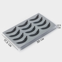 Форма для выпечки и муссовых десертов KONFINETTA &laquo;Банан&raquo;, силикон,12 ячеек 8.5&times;2 см, 30&times;17.5&times;2.5 см, серая