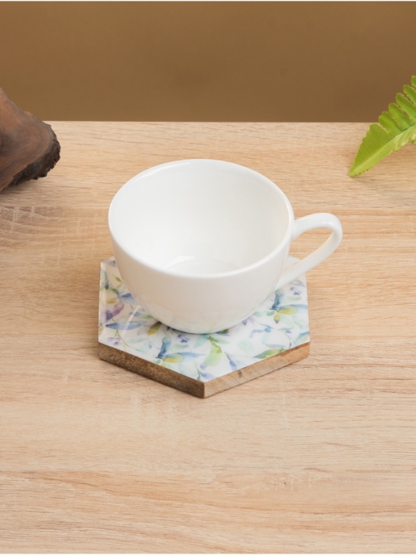 Подставка под горячее (набор 4 шт) "Оттенки сирени" дерево манго 15х13х5 см