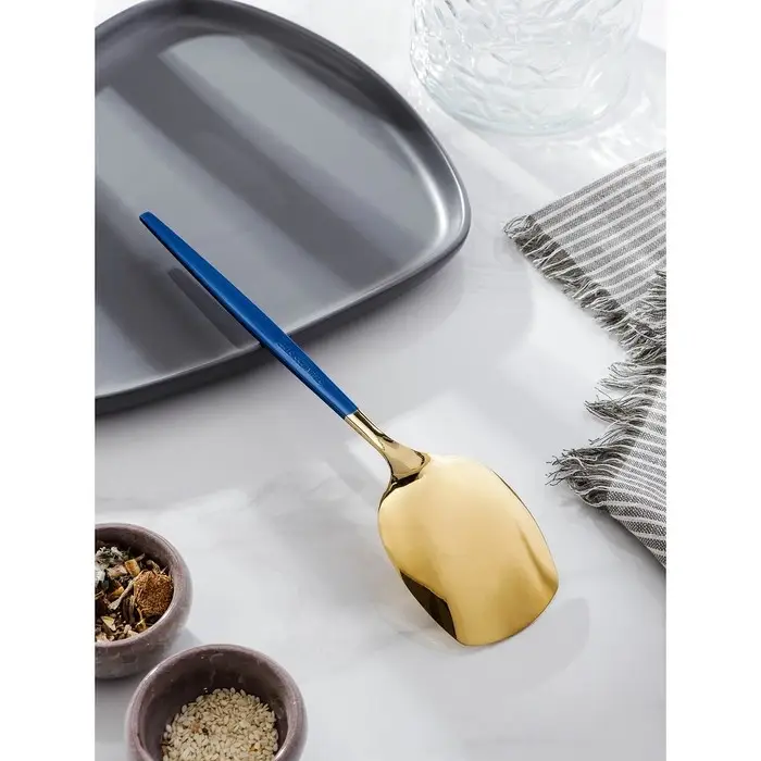 Лопатка из нержавеющей стали Magistro &laquo;Грэйс&raquo;, длина 26 см, цвет ручки голубой, цвет головы золотой