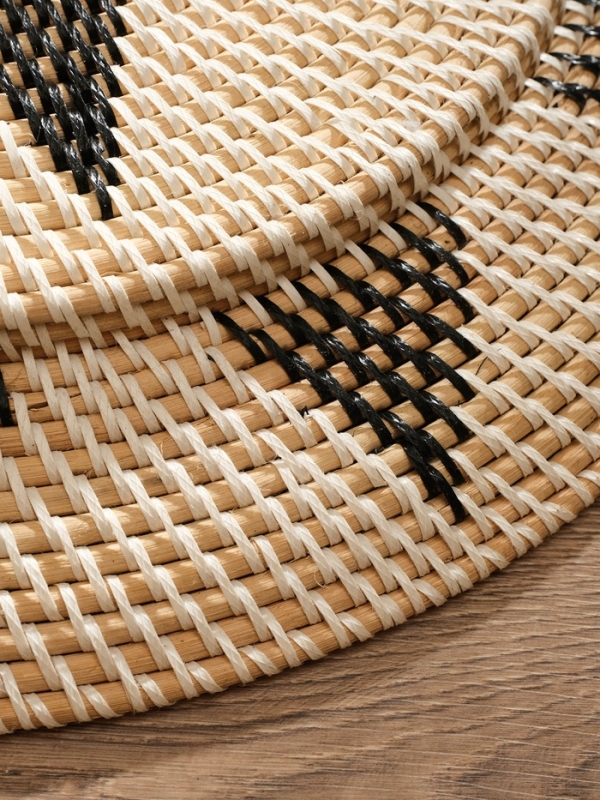 Тарелка декоративная плетеная ротанг "Узор 3", 50х50х5 см