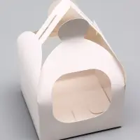 Коробка под бенто - торт с окном, белая, 14&times;14&times;12 см