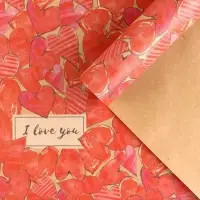 Бумага упаковочная крафтовая &laquo;Сердца&raquo;, 50 х 70 см