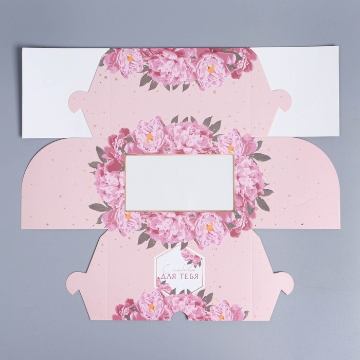 Коробка для капкейков, кондитерская упаковка с окном, 2 ячейки, &laquo;Цветы&raquo;, 16 х 10 х 10 см