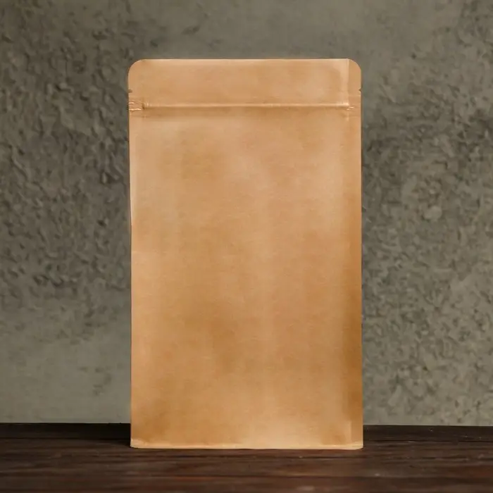 Пакет Zip - lock, крафт, с плоским дном, прямоугольное окно, 14&times;24 см