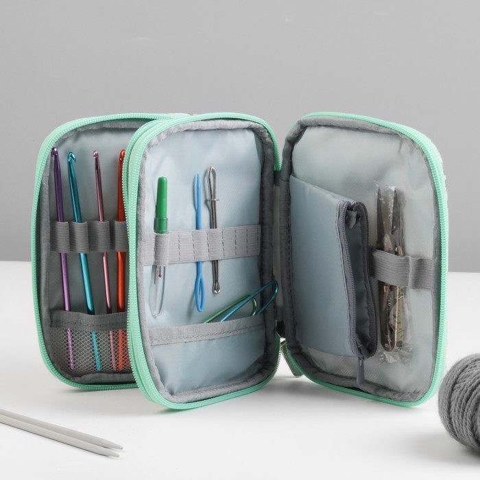 Пенал для вязания &laquo;Лилии&raquo;, 2 отделения, 17,5 &times; 14 &times; 4 см