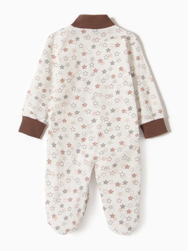 Комбинезон детский с закрытыми ножками "Звездочки", цвет бежевый, рост 74 см