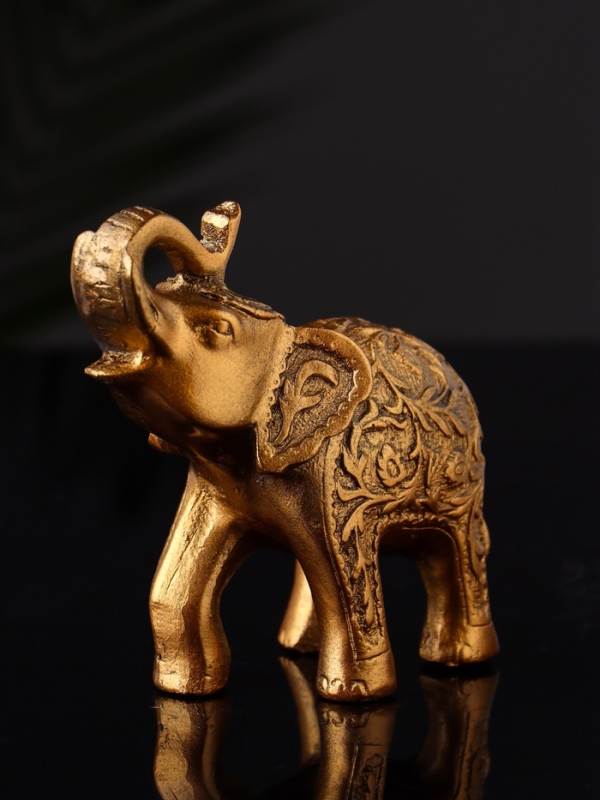Фигура "Слон резной" 10х9,5х3 см, бронза
