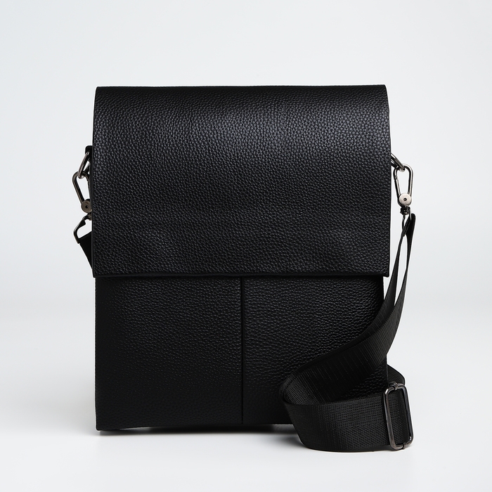 Сумка мужская через плечо TEXTURA, наружный карман, цвет чёрный Сумка мужская через плечо TEXTURA, наружный карман, цвет чёрный