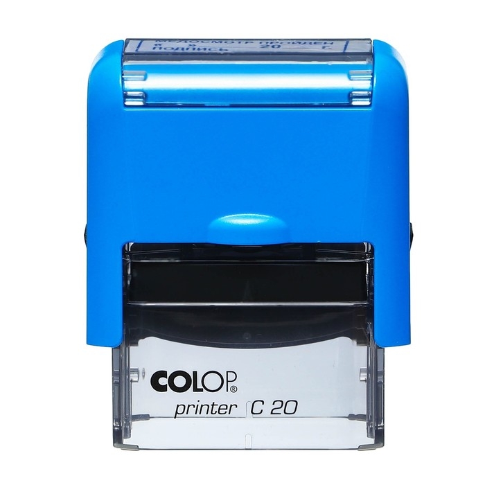 Штамп автоматический "Медосмотр пройден &laquo;_&raquo; 20__г. Подпись __", 14 х 38 мм, синий