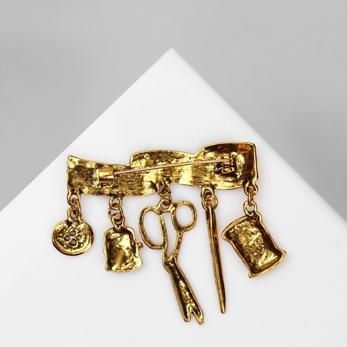 Брошь «Швейный набор», цвет чернёное золото Брошь «Швейный набор», цвет чернёное золото