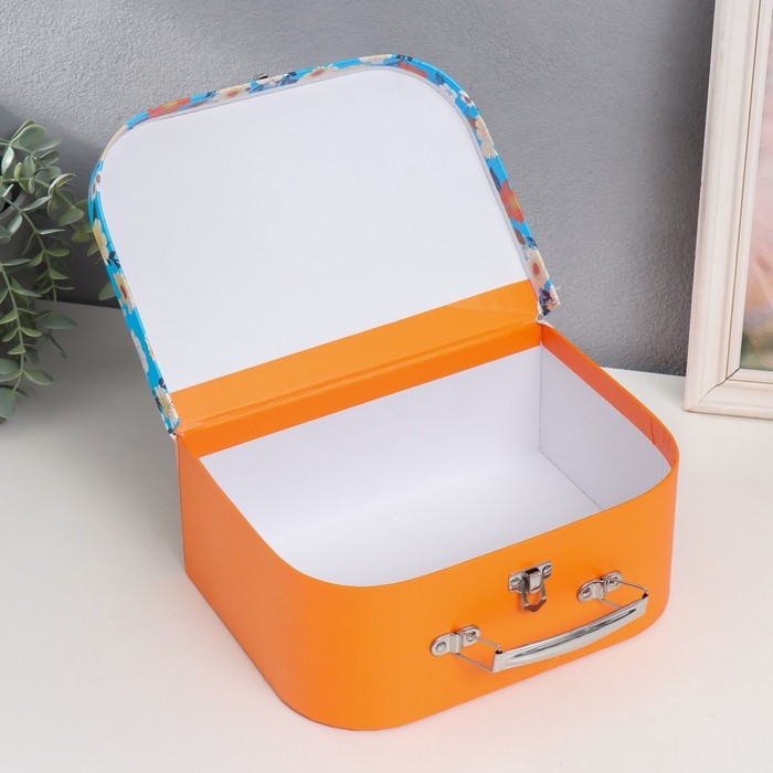 Шкатулка картон сундучок Шкатулка картон сундучок "Цветы на синем" 25х10х18,5 см