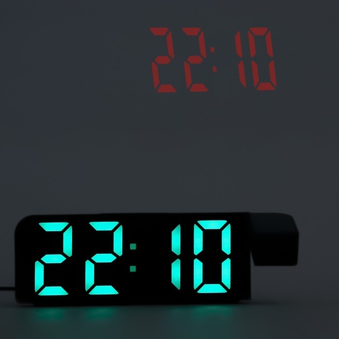 Часы - будильник электронные настольные с проекцией на потолок, термометром, календарем, USB