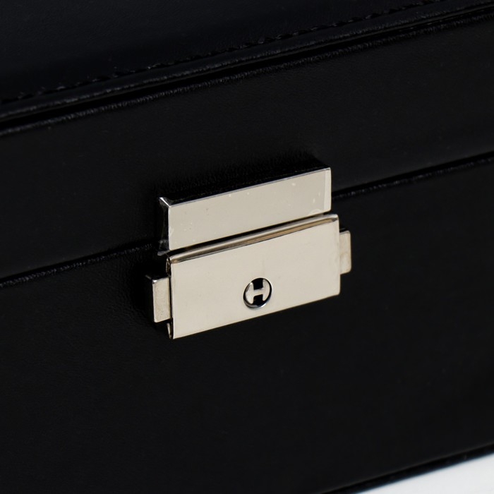 Шкатулка кожзам для украшений "Чёрная матовая" 9х23х17 см