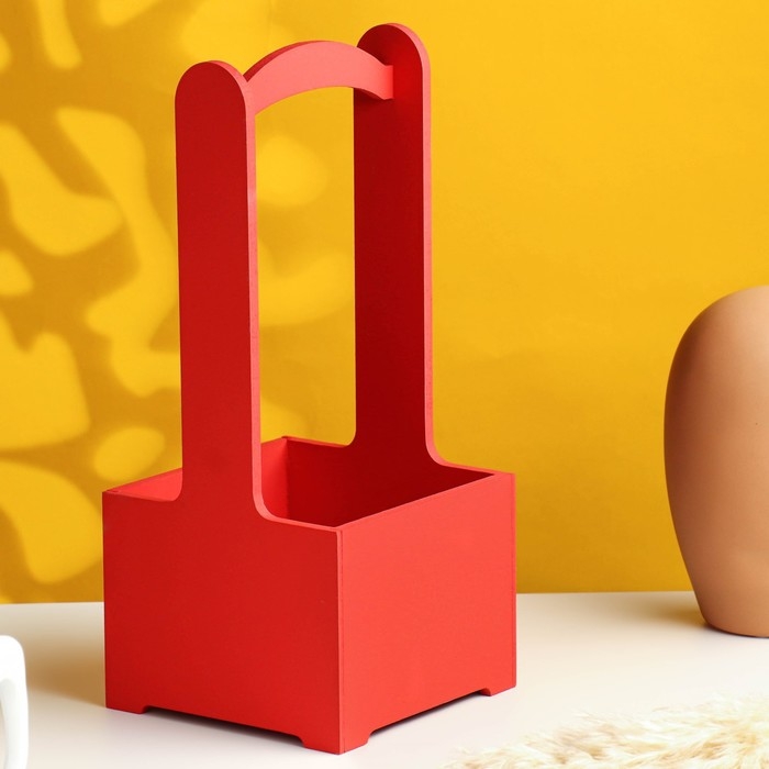 Кашпо - ящик деревянный 13,5х13,5х30 см, красный Кашпо - ящик деревянный 13,5х13,5х30 см, красный