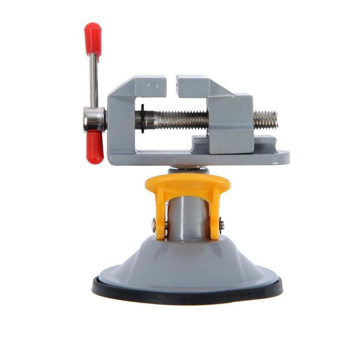 Мини-тиски алюминиевые ТУНДРА, крепление на присоске, поворотные на 180&deg;, 35 мм