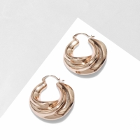 Серьги металл &laquo;Рельефные&raquo; объёмные, цвет золото