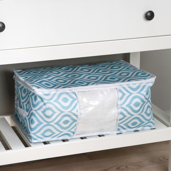 Кофр для хранения вещей Доляна &laquo;Лагуна&raquo; с ПВХ-окном, 45&times;30&times;20 см, цвет бирюзовый