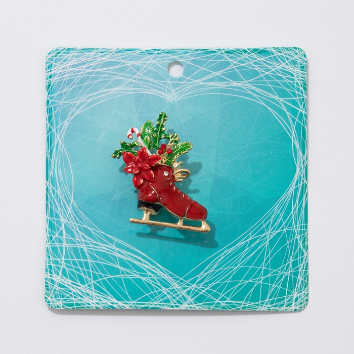 Брошь "Конёк" с цветами, цветная в золоте