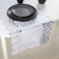 Салфетка ажурная для стола &laquo;Букет&raquo;, 84&times;40 см, ПВХ, цвет серебро