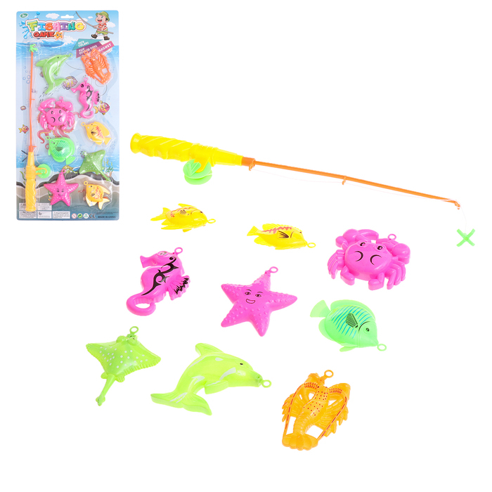 Рыбалка «Ловись, рыбка» 9 рыбок, удочка, цвета МИКС Рыбалка «Ловись, рыбка» 9 рыбок, удочка, цвета МИКС