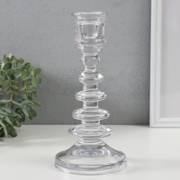 Подсвечник стекло на 1 свечу "Марсельеза" прозрачный 10,5х10,5х25 см