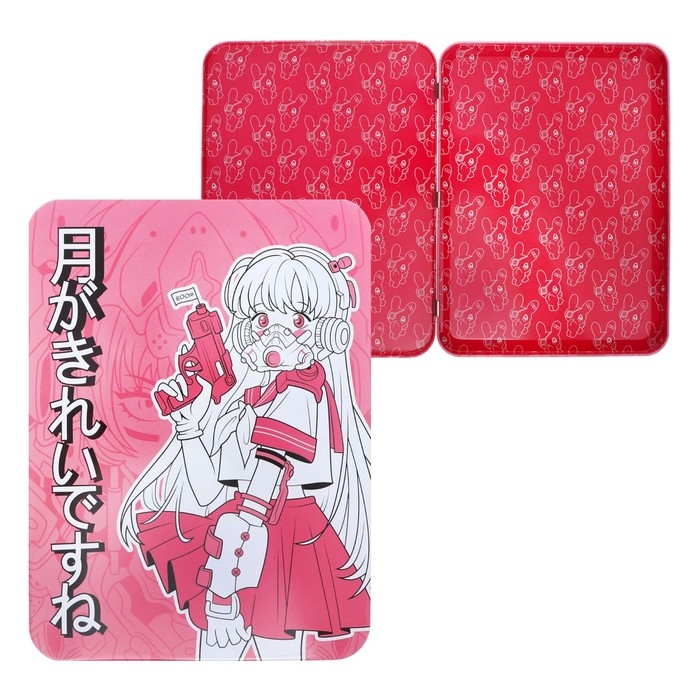 Пенал-футляр металлический 235 х 175 х 20 мм, Феникс "Розовая девушка"