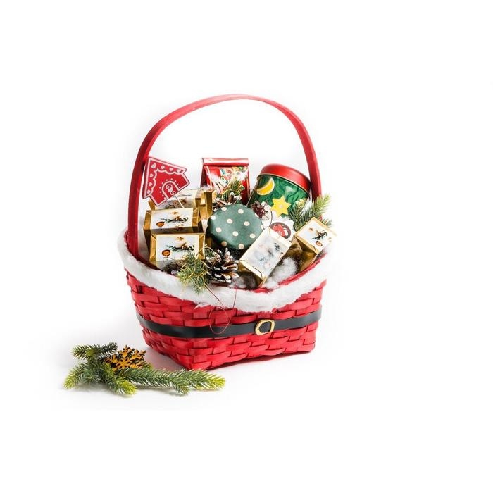 Набор корзин &laquo;Красная шубка&raquo;, 2 шт: 28&times;22&times;11/33,5 см, 22&times;17&times;9/27 см, шпон