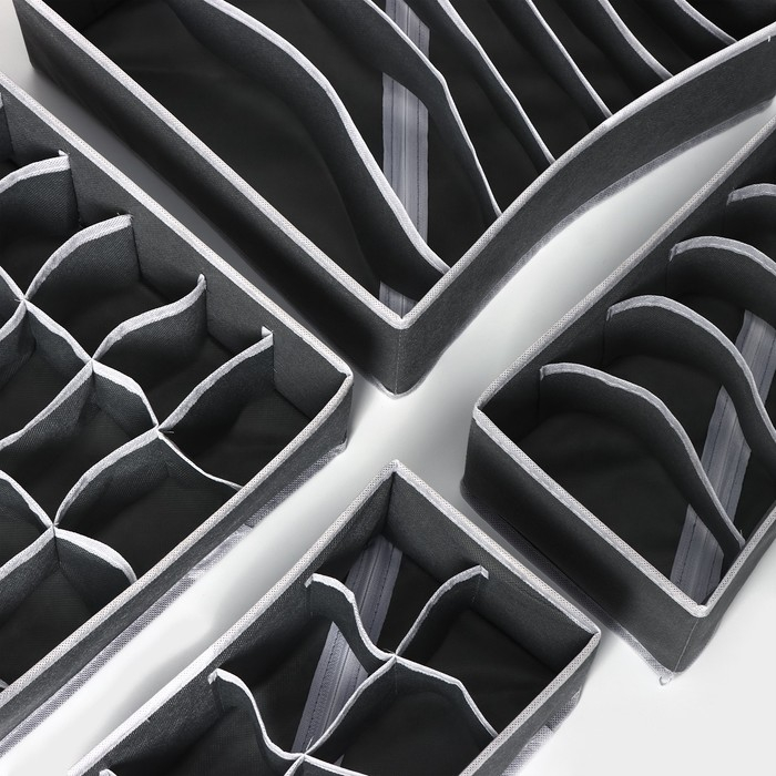 Набор коробов для хранения Доляна &laquo;Гранж&raquo;, 4 шт, 33&times;32&times;10 см, 31&times;15,5&times;10 см, 29&times;14&times;10 см