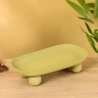 Блюдо сервировочное текстурное на золотых ножках сферах "Олива" 20х10,5х5 см