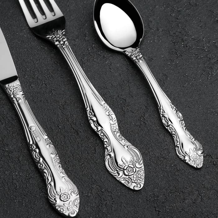 Набор столовых приборов &laquo;Тройка&raquo;, 24 предмета, декоративная коробка, цвет серебряный