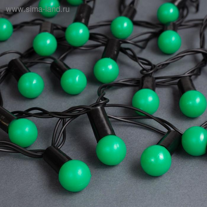 Гирлянда &laquo;Нить&raquo; 10 м с насадками &laquo;Шарики 1.5 см&raquo;, IP44, тёмная нить, 100 LED, свечение зелёное, 8 режимов, 220 В