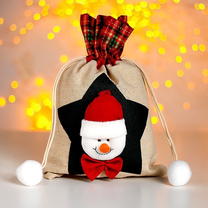 Мешок для подарков &laquo;Новогодний&raquo;, со звездой, виды МИКС